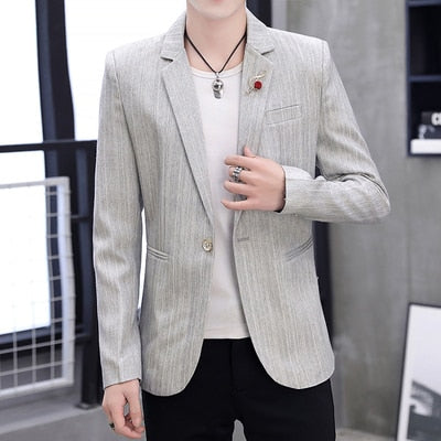 White Mens Blazers 2019 New Arrival Spring Summer Blazer Jackets Man One Button Casual Slim Fit England Style Dress Suit Coat
